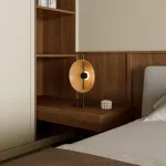 Серия настольных ламп с плафоном в виде вогнутого диска из дерева с LED подсветкой DELANO WOOD TAB Black от ImperiumLoft