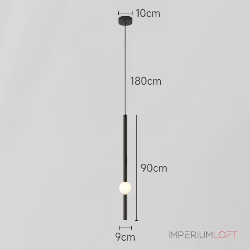 Серия светодиодных подвесных светильников в виде вертикальных стержней с шарами WAND VRT A H90 Black от ImperiumLoft