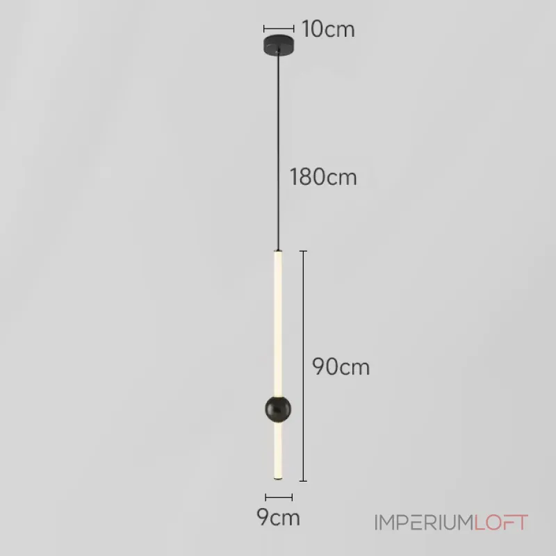 Серия светодиодных подвесных светильников в виде вертикальных стержней с шарами WAND VRT B H90 Black от ImperiumLoft