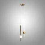 Серия светодиодных подвесных светильников в виде вертикальных стержней с шарами WAND VRT H50 L2 Brass от ImperiumLoft