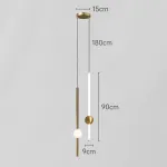 Серия светодиодных подвесных светильников в виде вертикальных стержней с шарами WAND VRT H90 L2 Brass от ImperiumLoft