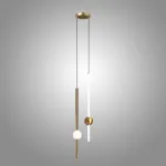 Серия светодиодных подвесных светильников в виде вертикальных стержней с шарами WAND VRT H90 L2 Brass от ImperiumLoft