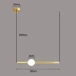 Серия светодиодных подвесных светильников в виде горизонтальных стержней с шарами WAND HRZ A L50 Brass от ImperiumLoft