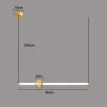 Серия светодиодных подвесных светильников в виде горизонтальных стержней с шарами WAND HRZ B L90 Brass от ImperiumLoft