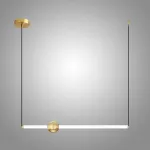 Серия светодиодных подвесных светильников в виде горизонтальных стержней с шарами WAND HRZ B L90 Brass от ImperiumLoft