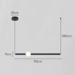 Серия светодиодных подвесных светильников в виде горизонтальных стержней с шарами WAND HRZ A L90 Black от ImperiumLoft