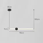 Серия светодиодных подвесных светильников в виде горизонтальных стержней с шарами WAND HRZ B L90 Black от ImperiumLoft