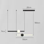 Серия светодиодных подвесных светильников в виде горизонтальных стержней с шарами WAND HRZ L2 L50 Black от ImperiumLoft