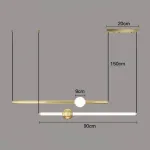 Серия светодиодных подвесных светильников в виде горизонтальных стержней с шарами WAND HRZ L2 L90 Brass от ImperiumLoft