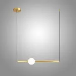 Серия светодиодных подвесных светильников в виде горизонтальных стержней с шарами WAND HRZ A L50 Brass от ImperiumLoft