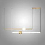 Серия светодиодных подвесных светильников в виде горизонтальных стержней с шарами WAND HRZ L2 L90 Brass от ImperiumLoft