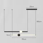 Серия светодиодных подвесных светильников в виде горизонтальных стержней с шарами WAND HRZ L2 L90 Black от ImperiumLoft