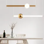 Серия светодиодных подвесных светильников в виде горизонтальных стержней с шарами WAND HRZ L2 L50 Black от ImperiumLoft