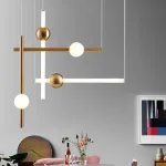 Серия светодиодных подвесных светильников в виде горизонтальных стержней с шарами WAND HRZ L2 L50 Black от ImperiumLoft