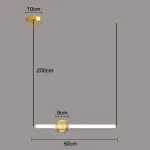 Серия светодиодных подвесных светильников в виде горизонтальных стержней с шарами WAND HRZ B L50 Brass от ImperiumLoft