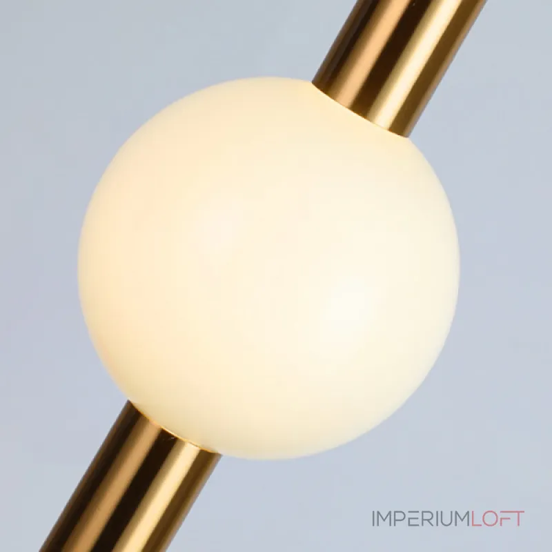 Серия светодиодных подвесных светильников в виде горизонтальных стержней с шарами WAND HRZ L2 L50 Black от ImperiumLoft