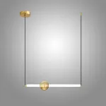 Серия светодиодных подвесных светильников в виде горизонтальных стержней с шарами WAND HRZ B L50 Brass от ImperiumLoft