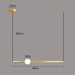 Серия светодиодных подвесных светильников в виде горизонтальных стержней с шарами WAND HRZ A L90 Brass от ImperiumLoft