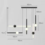 Серия светодиодных инсталляций из подвесных светильников в виде горизонтальных и вертикальных стержней с шарами WAND COMBO L5 Black от ImperiumLoft