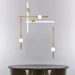 Серия светодиодных инсталляций из подвесных светильников в виде горизонтальных и вертикальных стержней с шарами WAND COMBO L5 Black от ImperiumLoft