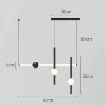 Серия светодиодных инсталляций из подвесных светильников в виде горизонтальных и вертикальных стержней с шарами WAND COMBO L3 Black от ImperiumLoft