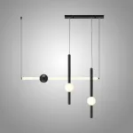 Серия светодиодных инсталляций из подвесных светильников в виде горизонтальных и вертикальных стержней с шарами WAND COMBO L3 Black от ImperiumLoft