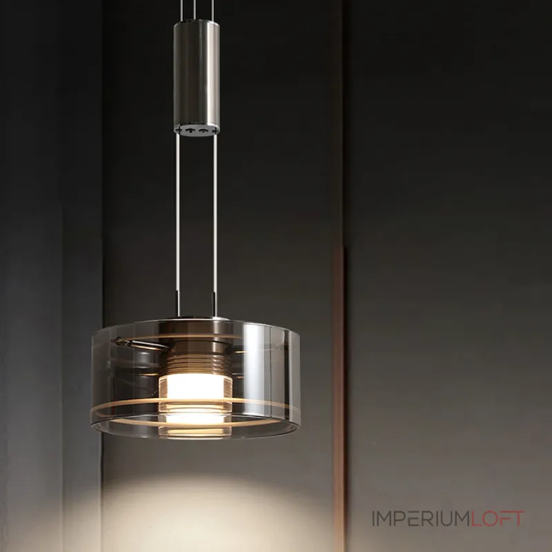 Подвесной светодиодный светильник с плафоном из дымчатого стекла и свободной регулировкой высоты HARTMUT B L1 от ImperiumLoft