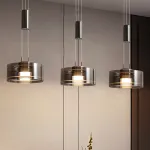 Подвесной светодиодный светильник с плафоном из дымчатого стекла и свободной регулировкой высоты HARTMUT B L1 от ImperiumLoft