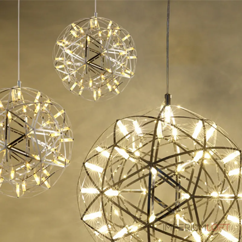 Серия светильников в форме шара из металлических лент с точечными светодиодными источниками FIREWORK D50 от ImperiumLoft