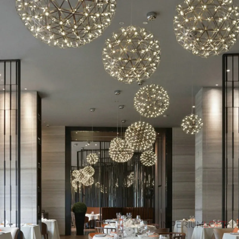 Серия светильников в форме шара из металлических лент с точечными светодиодными источниками FIREWORK D50 от ImperiumLoft