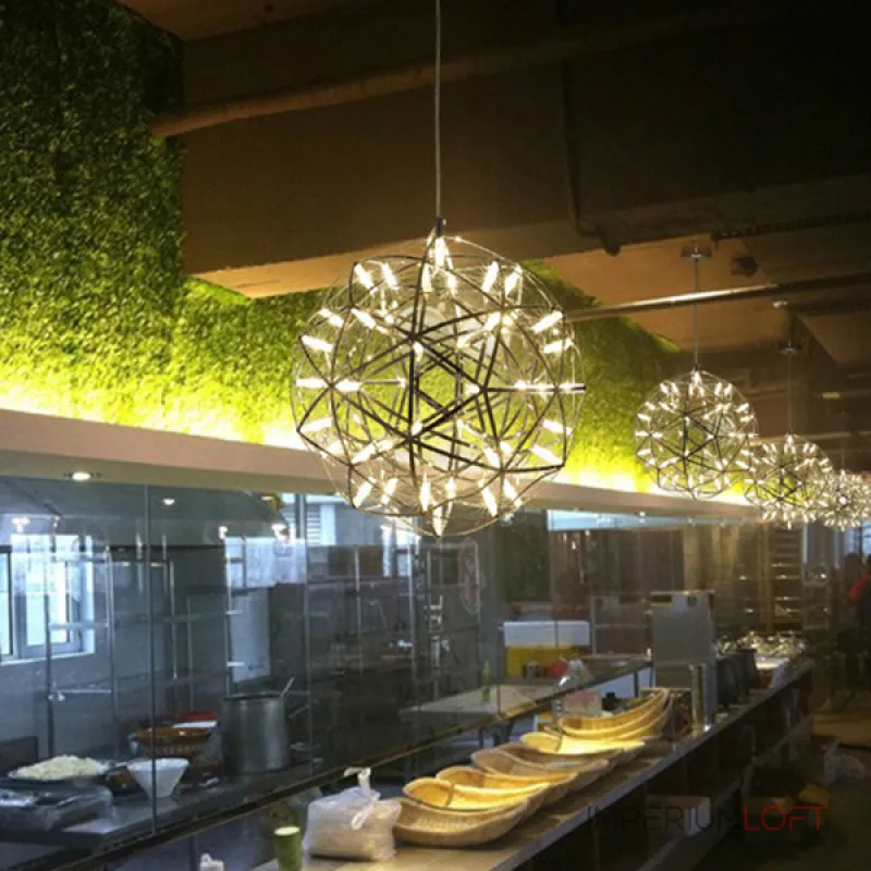 Серия светильников в форме шара из металлических лент с точечными светодиодными источниками FIREWORK D50 от ImperiumLoft