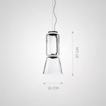 Серия подвесных светильников из прозрачных стеклянных скругленных цилиндров c LED подсветкой сверху и снизу QUENTIN B H57 от ImperiumLoft