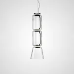 Серия подвесных светильников из прозрачных стеклянных скругленных цилиндров c LED подсветкой сверху и снизу QUENTIN B H89 от ImperiumLoft