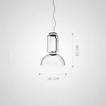 Серия подвесных светильников из прозрачных стеклянных скругленных цилиндров c LED подсветкой сверху и снизу QUENTIN C H53 от ImperiumLoft