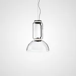 Серия подвесных светильников из прозрачных стеклянных скругленных цилиндров c LED подсветкой сверху и снизу QUENTIN C H53 от ImperiumLoft