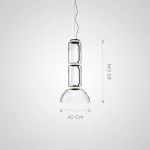 Серия подвесных светильников из прозрачных стеклянных скругленных цилиндров c LED подсветкой сверху и снизу QUENTIN C H85 от ImperiumLoft