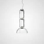 Серия подвесных светильников из прозрачных стеклянных скругленных цилиндров c LED подсветкой сверху и снизу QUENTIN C H85 от ImperiumLoft