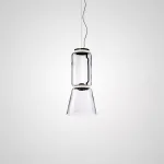 Серия подвесных светильников из прозрачных стеклянных скругленных цилиндров c LED подсветкой сверху и снизу QUENTIN B H57 от ImperiumLoft