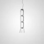 Серия подвесных светильников из прозрачных стеклянных скругленных цилиндров c LED подсветкой сверху и снизу QUENTIN B H121 от ImperiumLoft