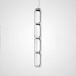 Серия подвесных светильников из прозрачных стеклянных скругленных цилиндров c LED подсветкой сверху и снизу QUENTIN A H128 от ImperiumLoft