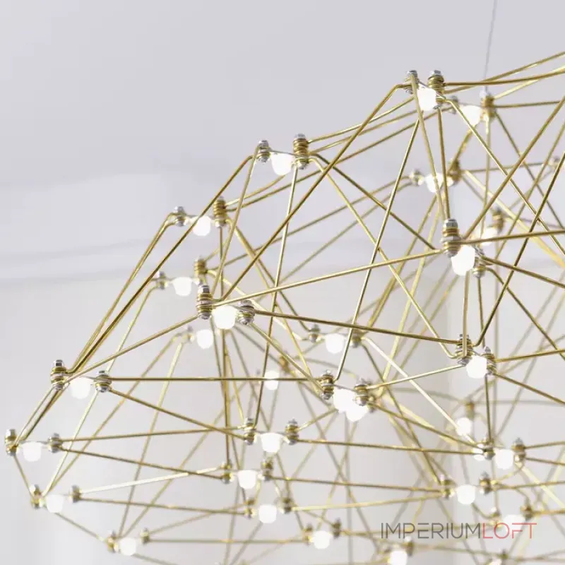 Серия подвесных люстр со светодиодными источниками света на ажурном металлическом каркасе купольной формы REIER D60 Gold от ImperiumLoft