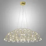 Серия подвесных люстр со светодиодными источниками света на ажурном металлическом каркасе купольной формы REIER D120 Gold от ImperiumLoft