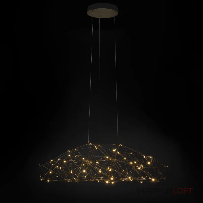 Серия подвесных люстр со светодиодными источниками света на ажурном металлическом каркасе купольной формы REIER D60 Gold от ImperiumLoft