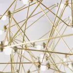 Серия подвесных люстр со светодиодными источниками света на ажурном металлическом каркасе купольной формы REIER D60 Gold от ImperiumLoft