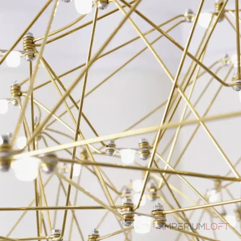 Серия подвесных люстр со светодиодными источниками света на ажурном металлическом каркасе купольной формы REIER D60 Gold от ImperiumLoft