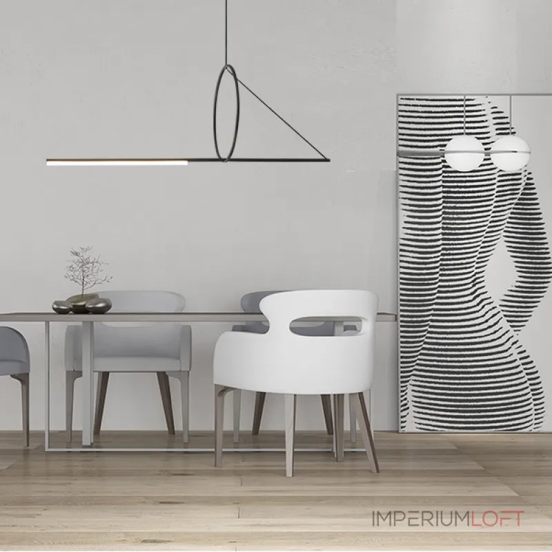 Подвесной светильник SUSPENSION CERCLE ET TRAIT – GRAPHITE SATINE L120 от ImperiumLoft