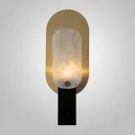 Серия настольных ламп в виде металлической перфорированной пластины и рассеивателя из натурального камня CONRAD B TAB A