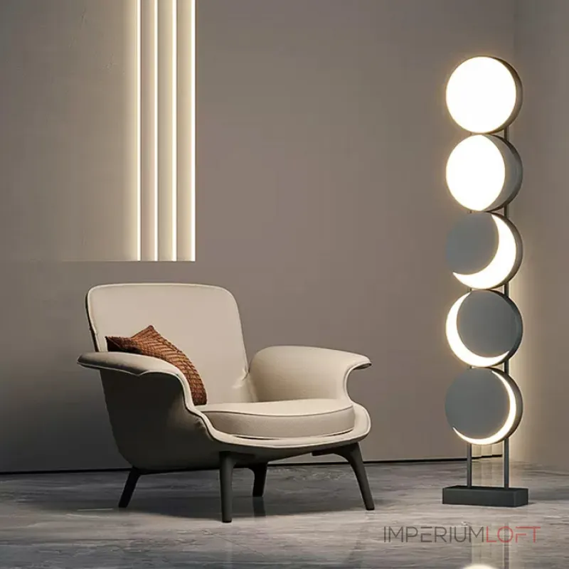 Оригинальный светодиодный торшер из пяти дисков, изображающих разные фазы луны Луна PHASE