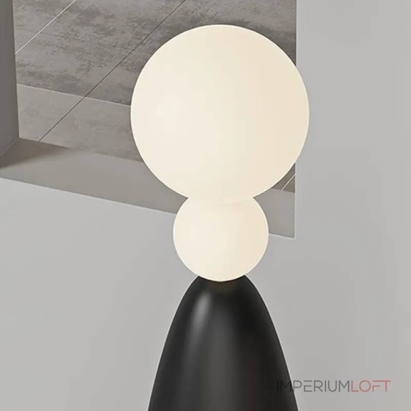 Напольный светильник из чередующихся черных и светящихся шаров разного размера STELLAN B