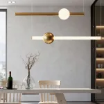 Подвесной светильник WAND HRZ L2 L50 Brass в виде горизонтальных стержней с шарами от ImperiumLoft